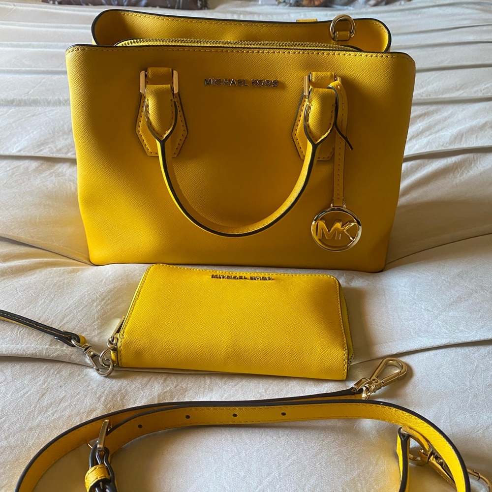 Michael Kors Vibrant Yellow Satchel and Wallet